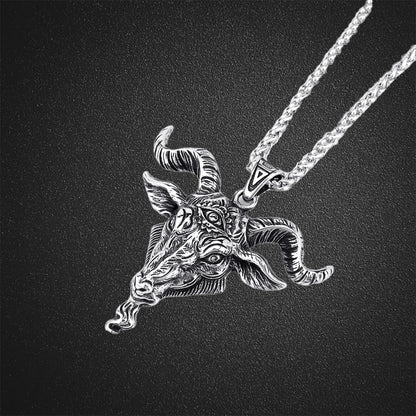Retro Satan Ram Stainless Steel Animal Pendant Necklace