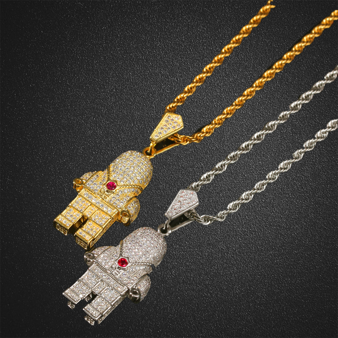 Robot Pendant Zircon Micro-inlay Necklace