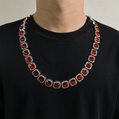 Silver Red Glass Diamond Chain