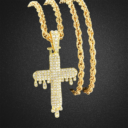 Stylish Cross Pendant Inlaid Diamond Necklace