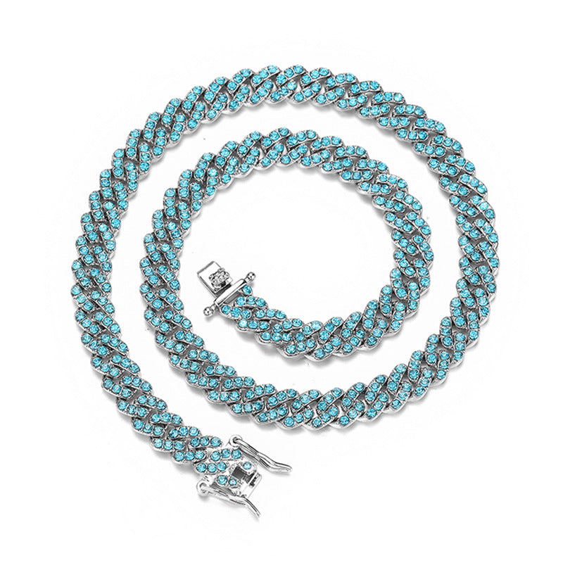 Ocean Blue Cuban Chain Necklace