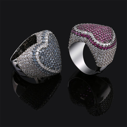Heart Shape Diamond Ring with Colorful Zircon