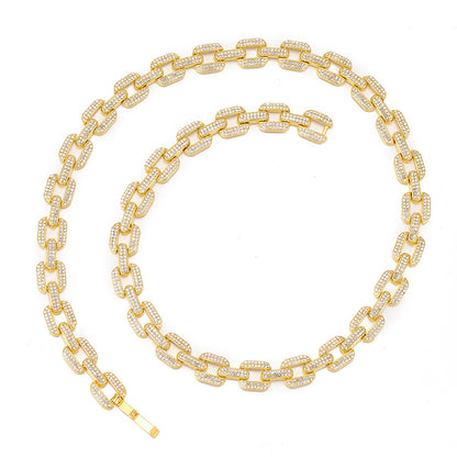 12mm Stunning Diamond Curb Chain Necklace