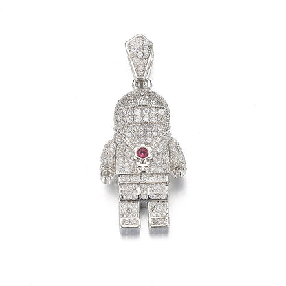 Robot Pendant Zircon Micro-inlay Necklace