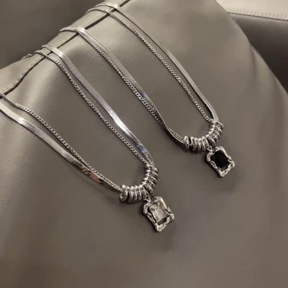 Jewel Pendant Snake Bone Chain Necklace