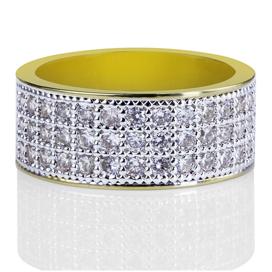 Gold-Plated Micro Inset Zircon Round Diamond Ring