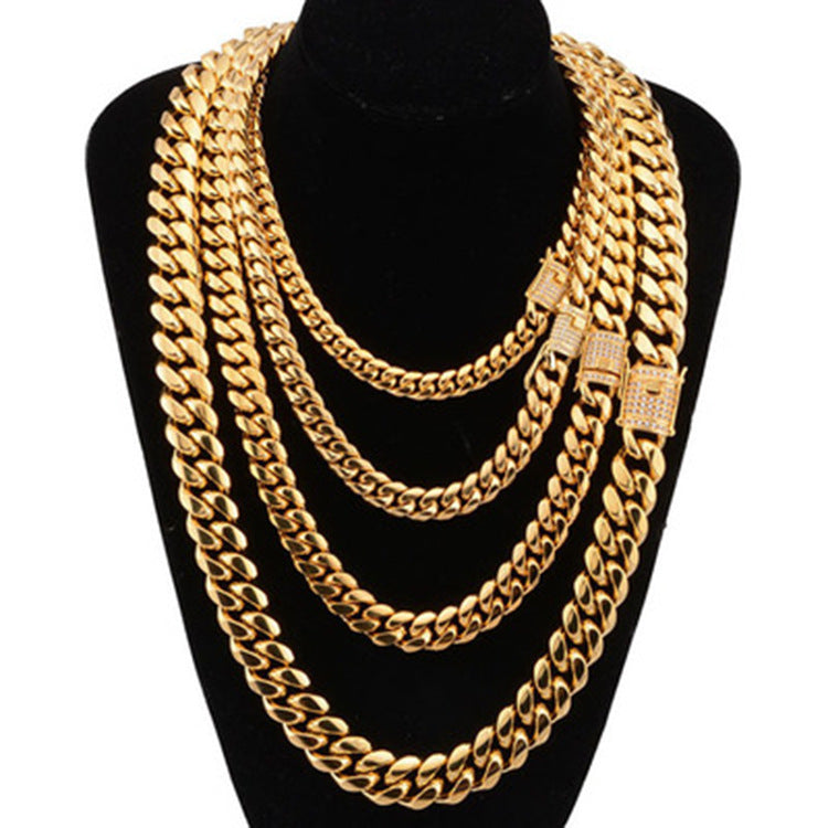 Diamond-encrusted Copper Cuban Chain Necklace
