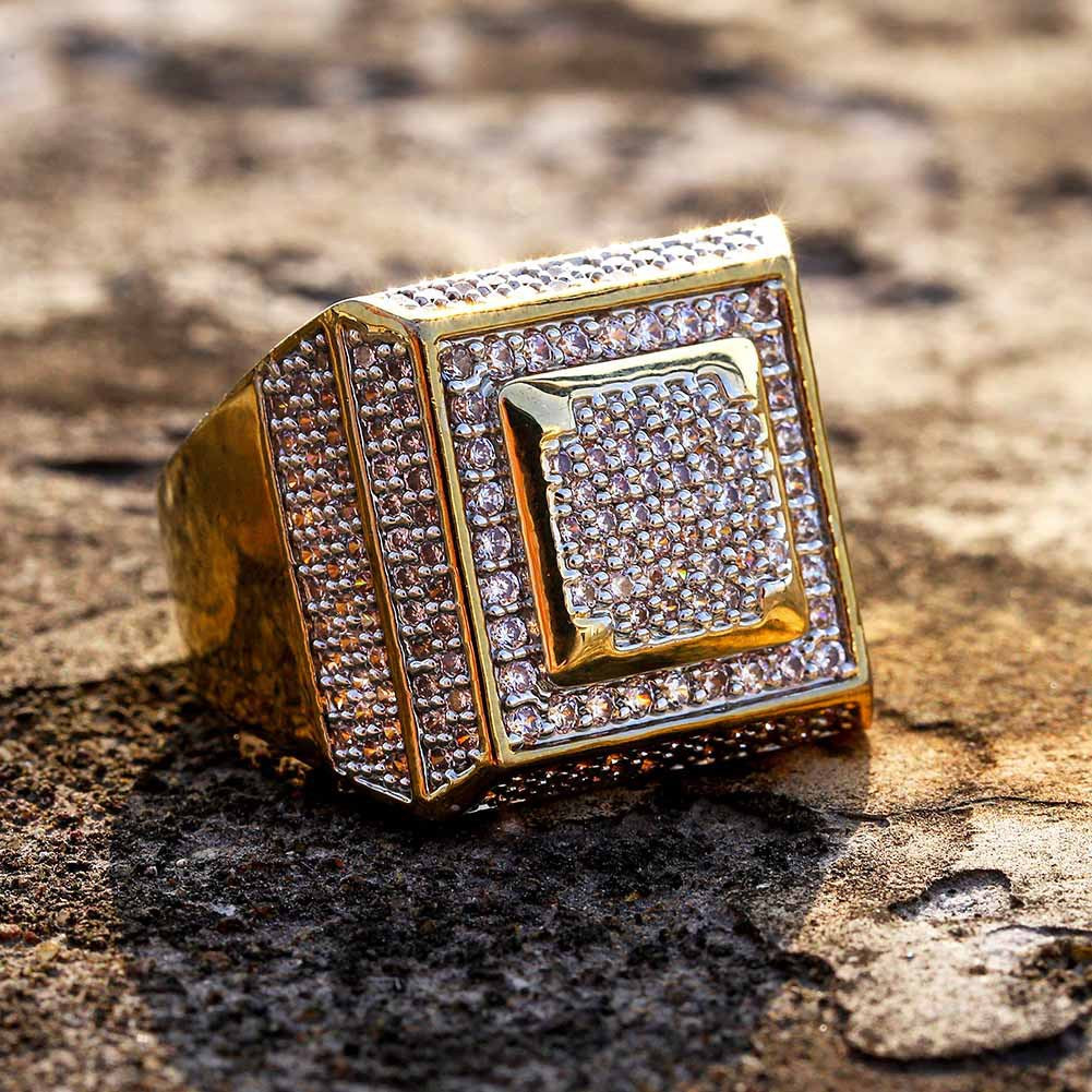 Micro Inset Zircon Square Diamond Ring