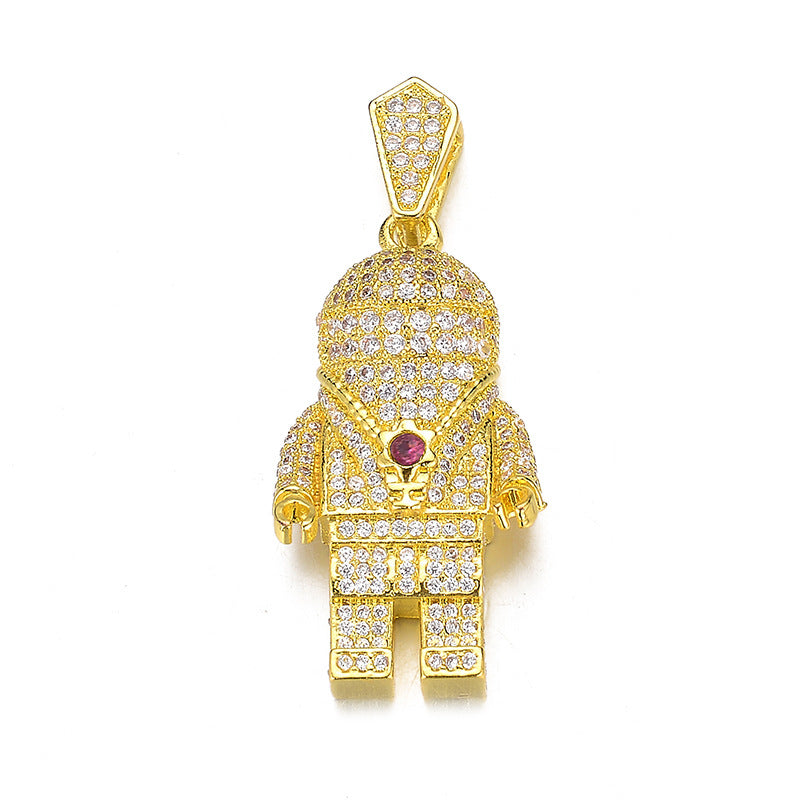 Robot Pendant Zircon Micro-inlay Necklace