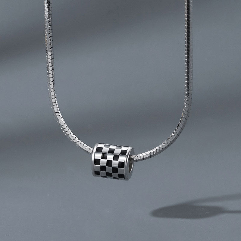 Checkerboard Snake Bone Chain Necklace