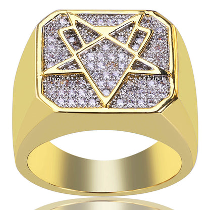 Geometric Patterns Gold Plated Diamond Ring