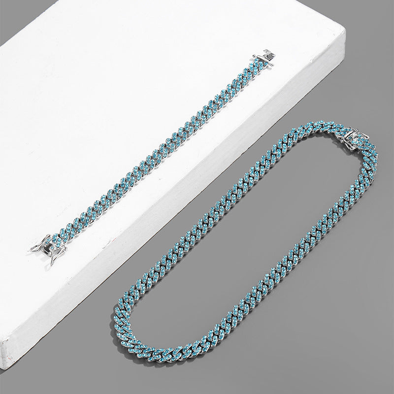 Ocean Blue Cuban Chain Necklace