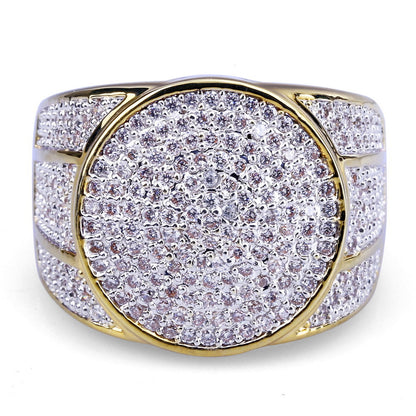 Handmade 18K Gold Zircon Hiphop Diamond Ring