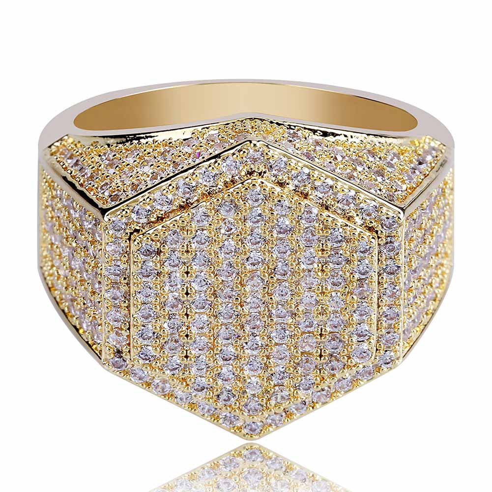 Hip Hop Micro-Inlaid Zircon Gold Diamond Ring