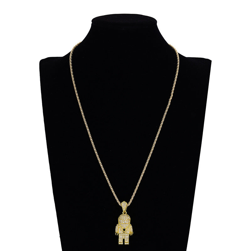 Robot Pendant Zircon Micro-inlay Necklace