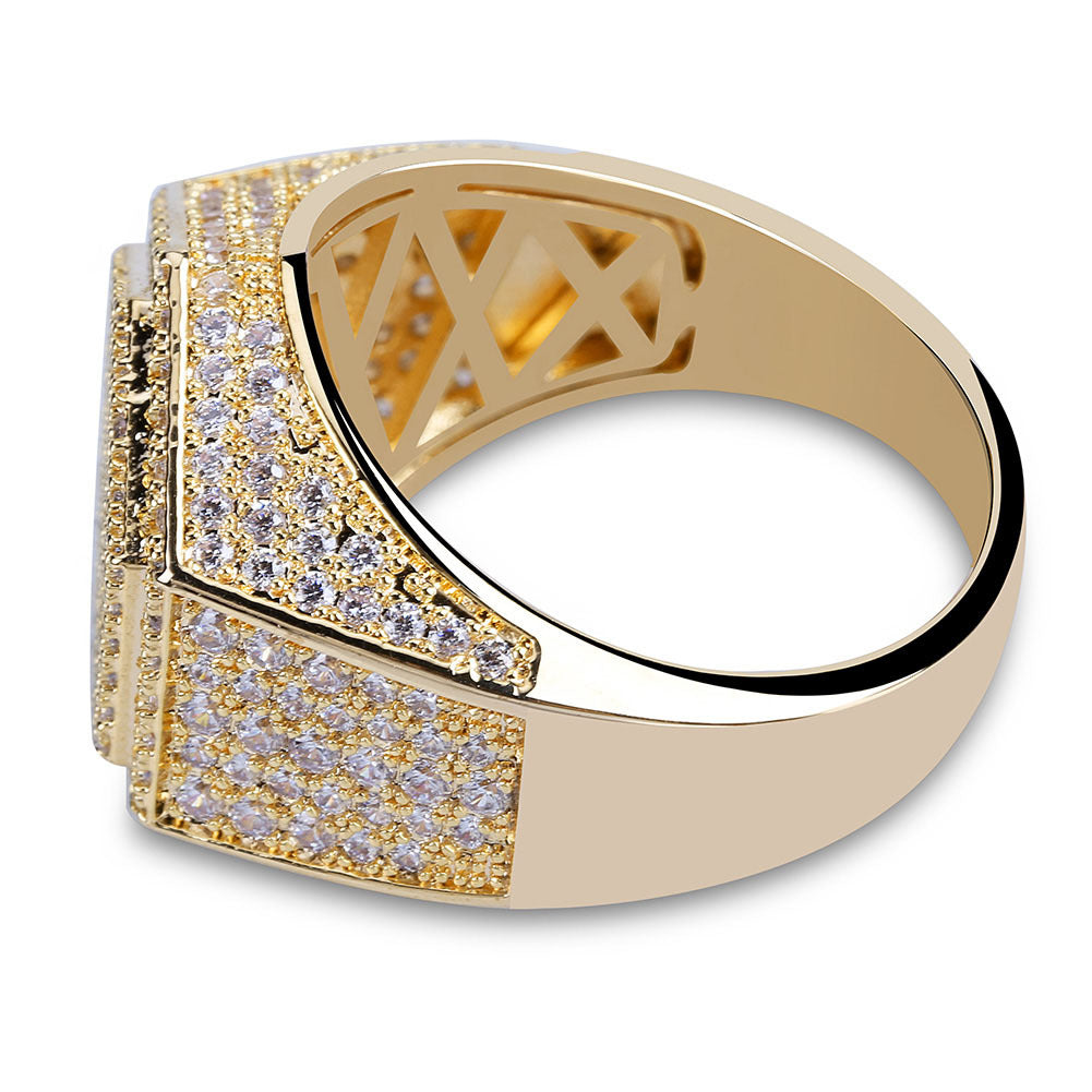 Hip Hop Micro-Inlaid Zircon Gold Diamond Ring