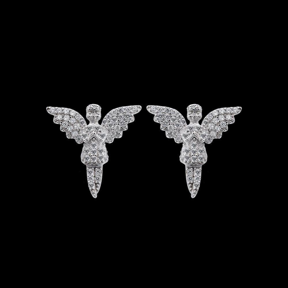 Angel Wings Zircon Stud Earrings