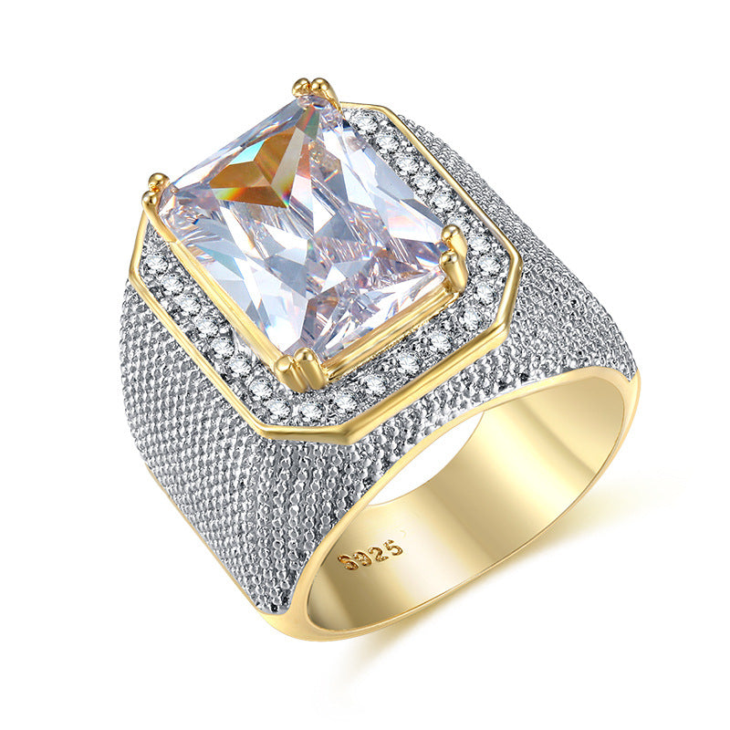 Domacier Square Gem Golden Diamond Ring