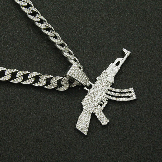 Submachine Gun Mechanical Mold Pendant Necklace