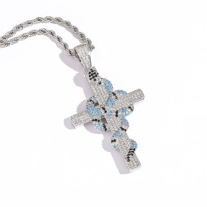 Cross with Snake Pendant Necklace