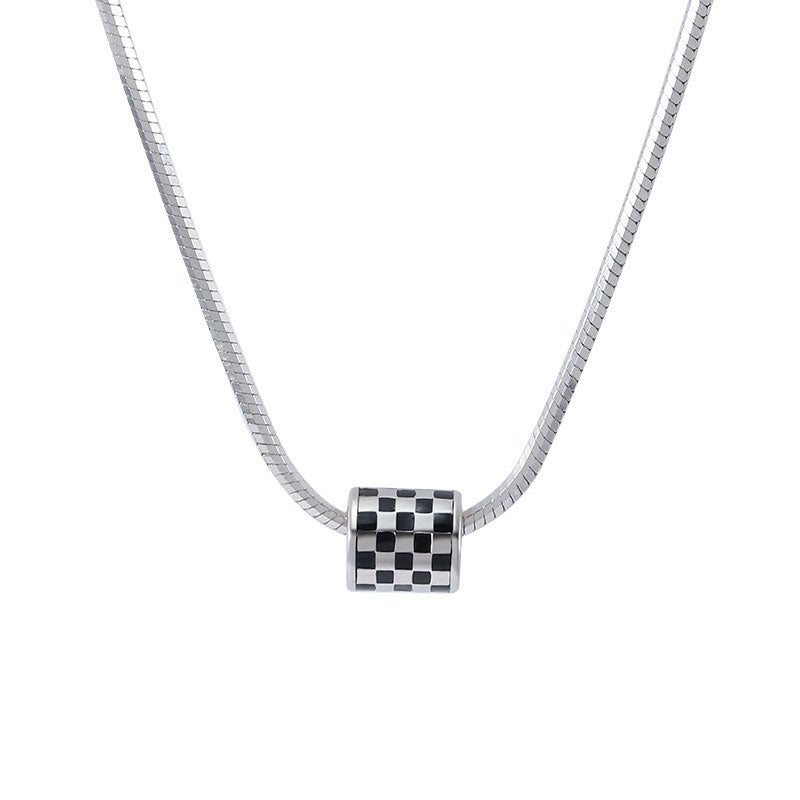 Checkerboard Snake Bone Chain Necklace