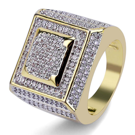 Micro Inset Zircon Square Diamond Ring