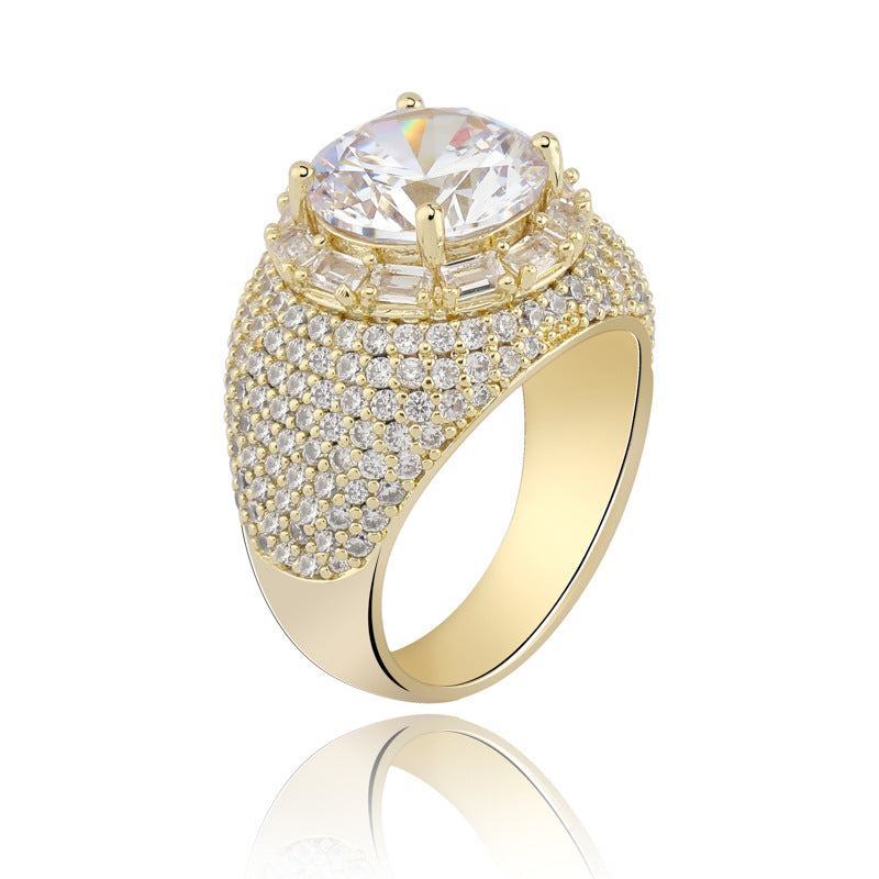 Zircon Inset Big Diamond Ring