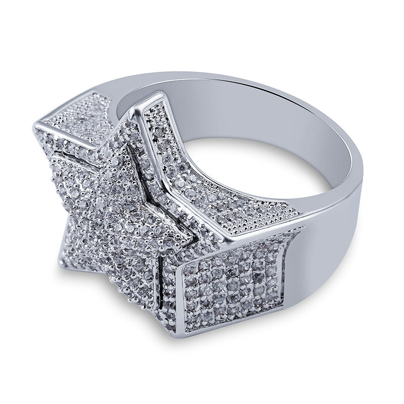 Stunning Star Ring Inlaid with Diamonds