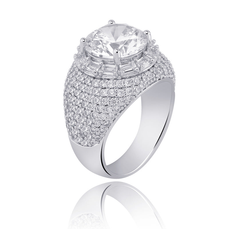 Zircon Inset Big Diamond Ring