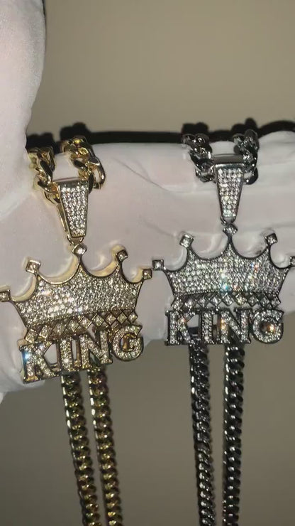 Diamond King Letters Pendant Necklace