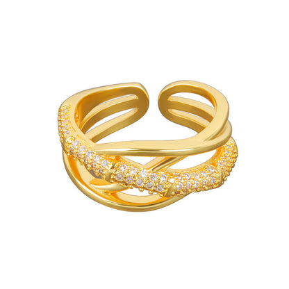 Zircon Cross 18KT Gold Opening Diamond Ring