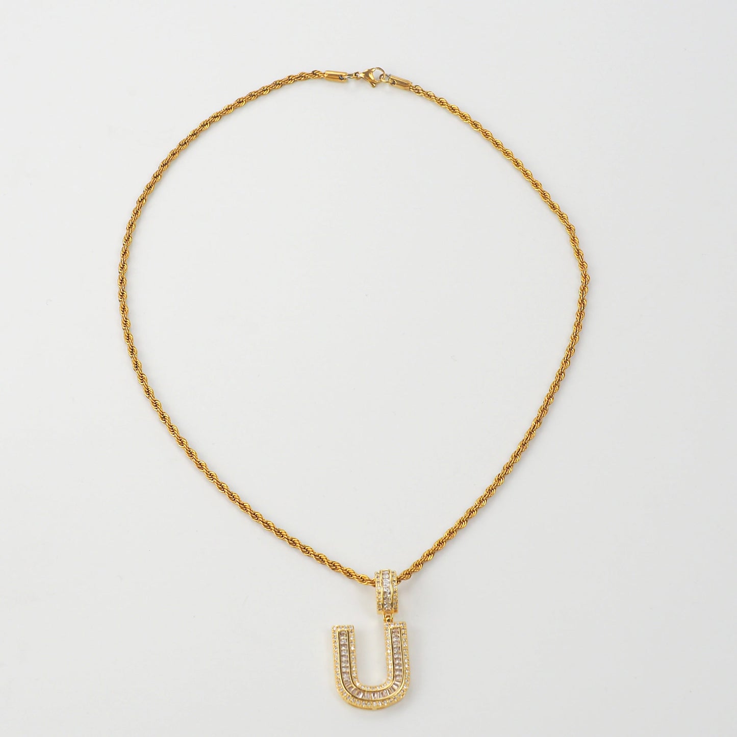 US Diamond Single Letter Pendant Necklace